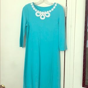 Lily Pulitzer 3/4 Turquoise Shift Dress Small